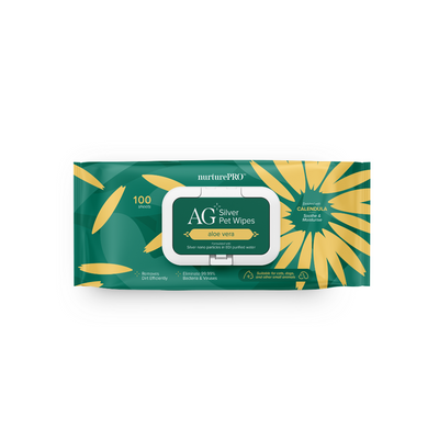 Nurture Pro AG Silver Pet Wipes - Aloe Vera, 100 Sheets