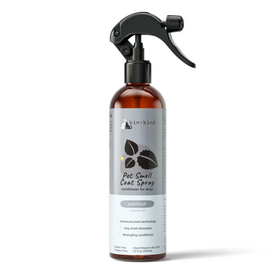 Kin+Kind Pet Smell Coat Spray Conditioner for Dogs & Cats, Patchouli Essential Oil 354ml