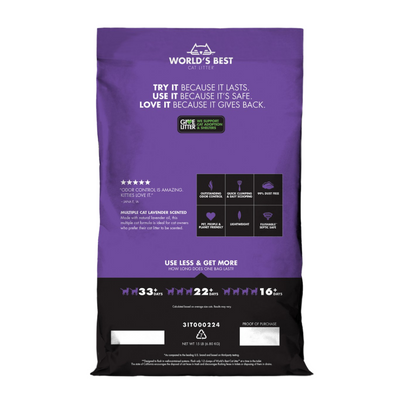 World’s Best Cat Litter Corn Kernel Clumping Litter – Multiple Cat (Lavender)