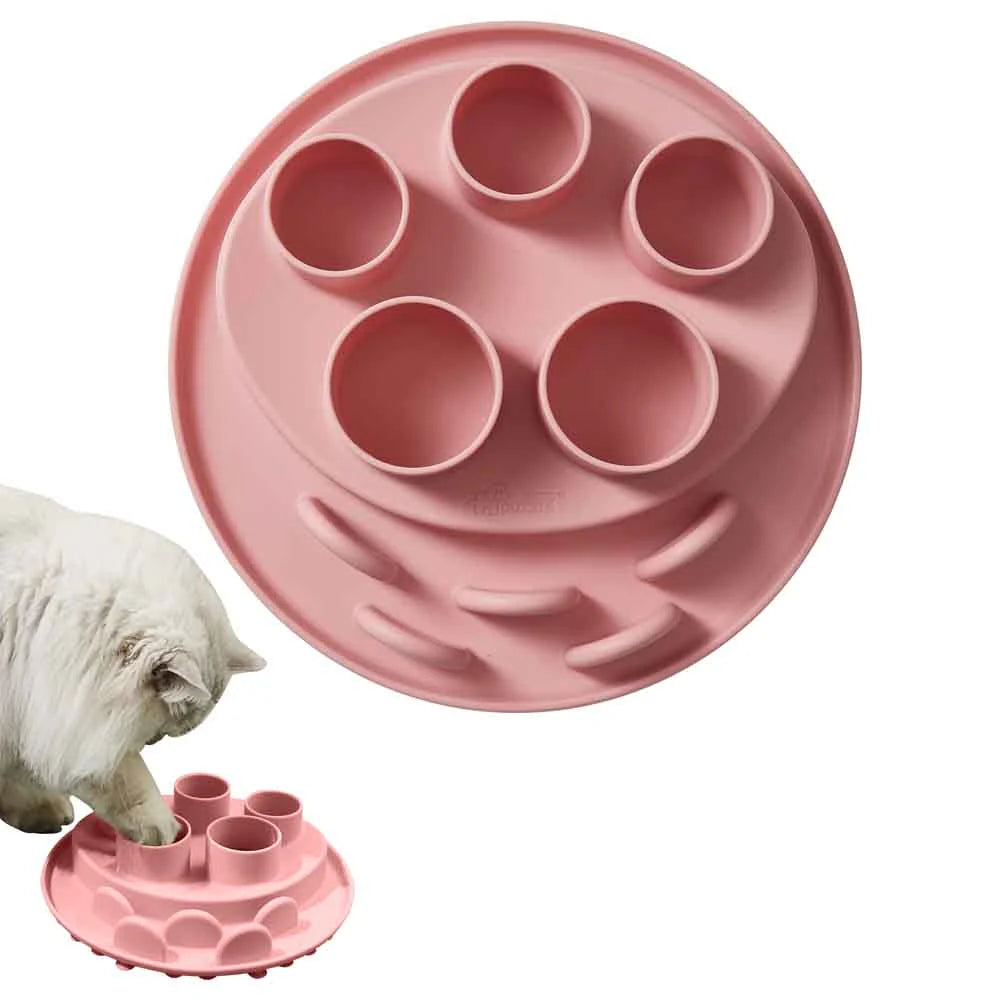 Puzzle Feeder Digger Interactive Cat Bowl (Pink)