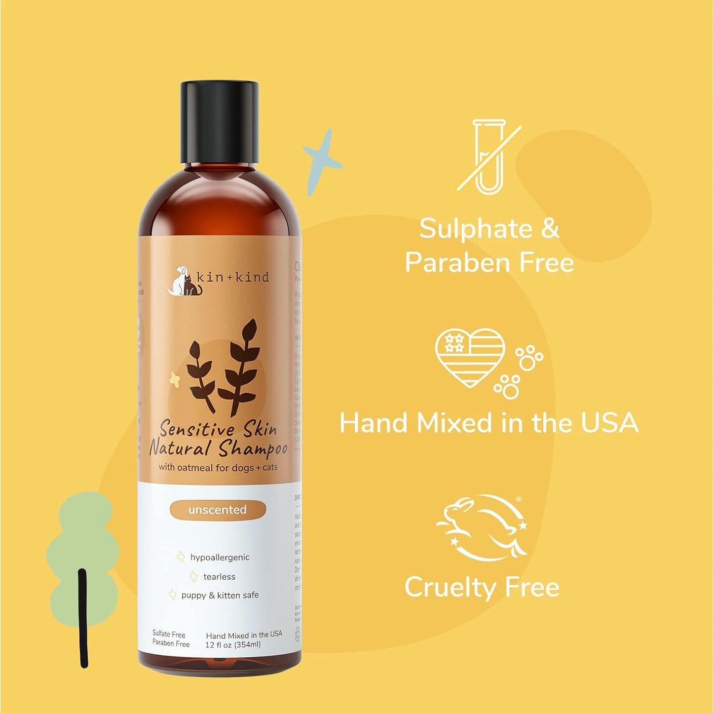 Kin+Kind Sensitive Skin Natural Shampoo - Oatmeal Unscented