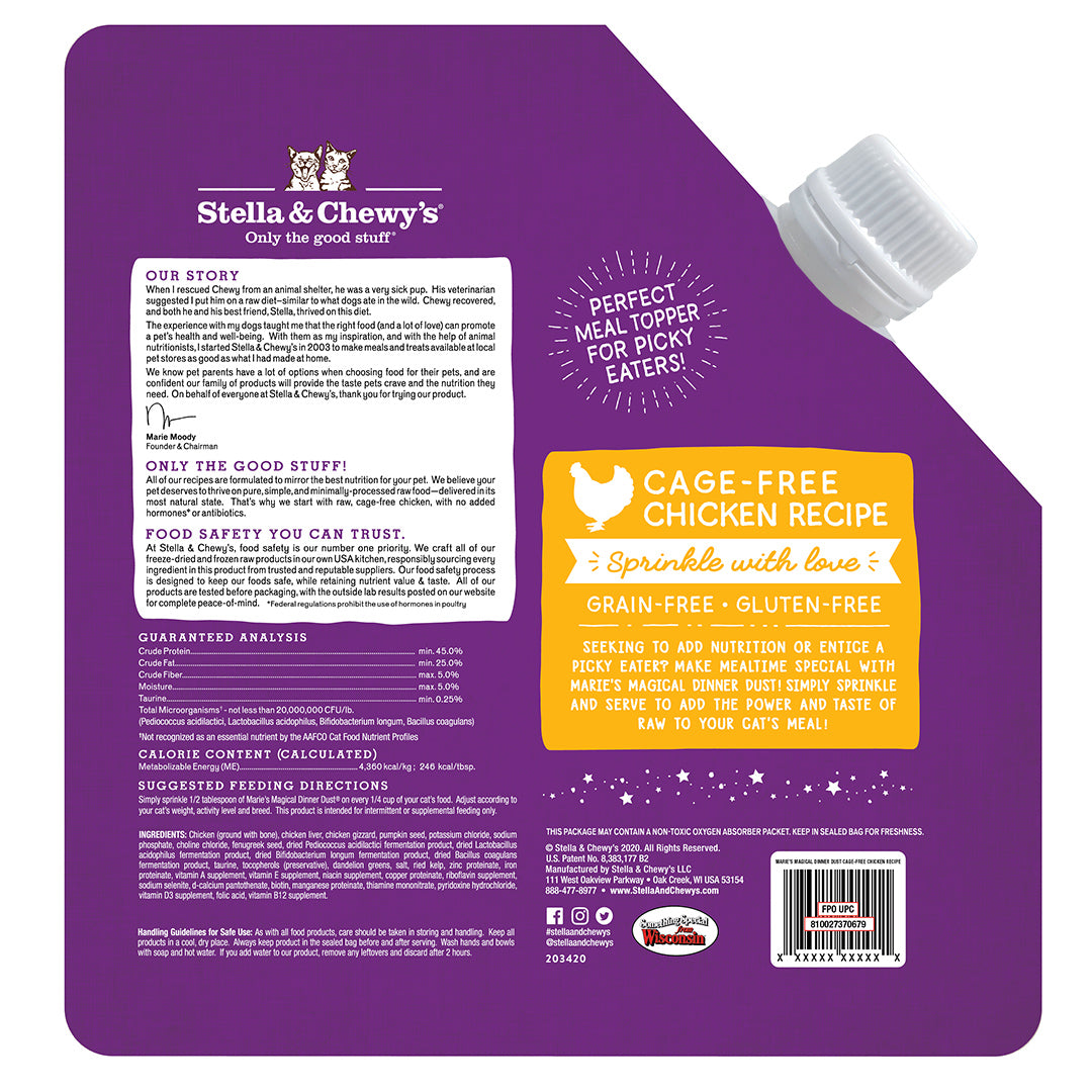 Stella & Chewy’s Marie’s Magical Dinner Dust for Cats – Cage-Free Chicken, 7oz