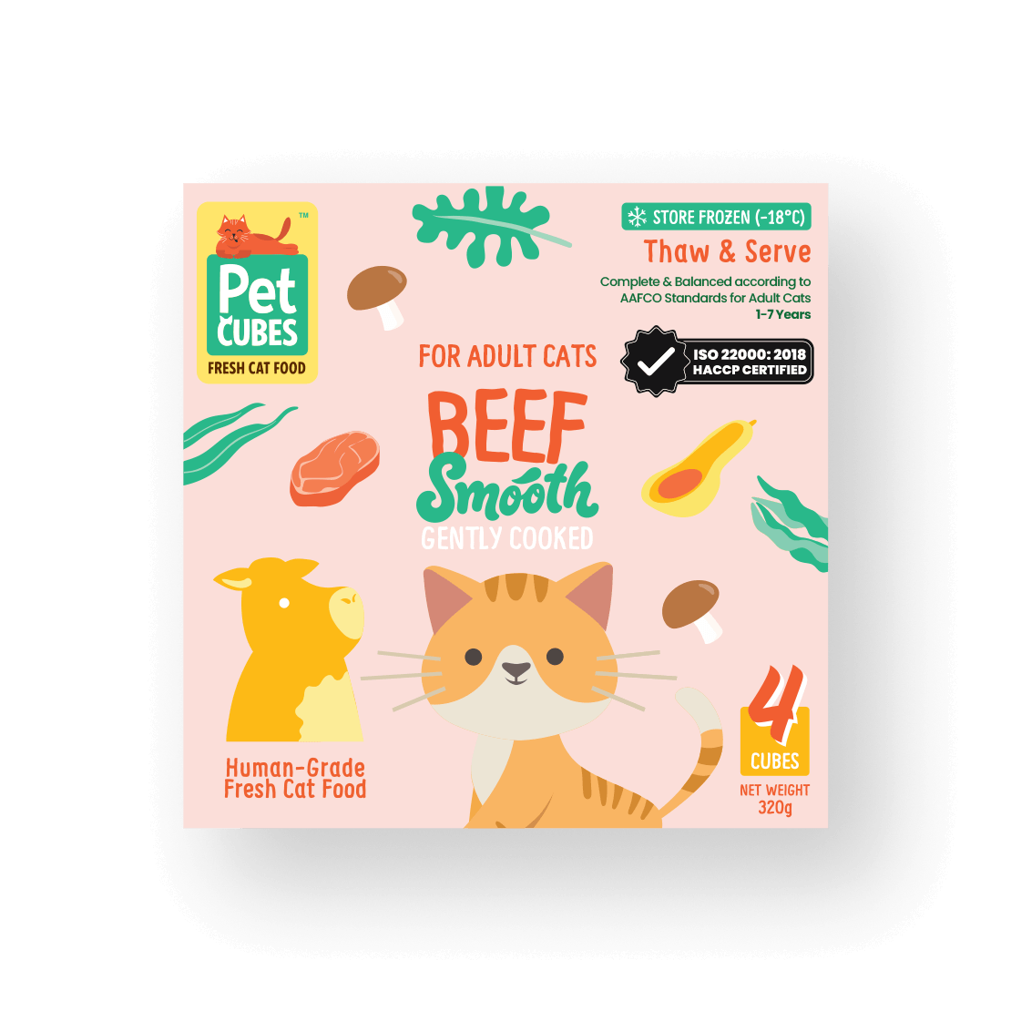 PetCubes Gently Cooked Beef for Cats (Smooth) - Tray