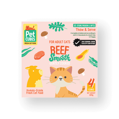 PetCubes Gently Cooked Beef for Cats (Smooth) - Tray