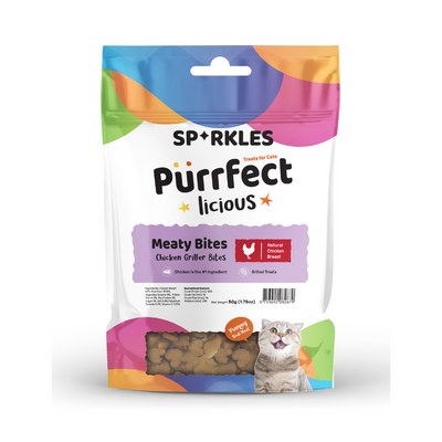 Sparkles Purrfectlicious Meaty Bites Cat Treats – Mini Griller Bites, 50g
