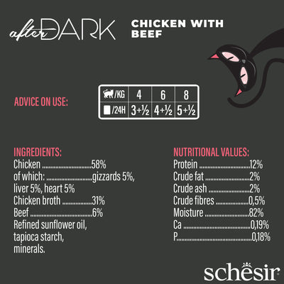 Schesir After Dark Wholefood - Chicken with Beef, 80g