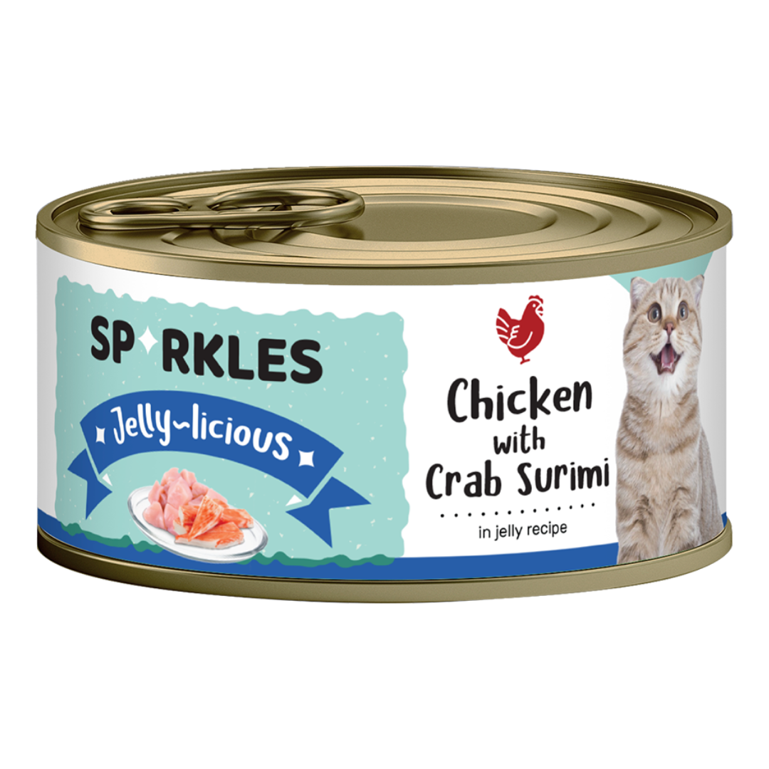 Sparkles Jelly-licious Chicken with Crab Surimi Canned Wet Cat Food, 80g