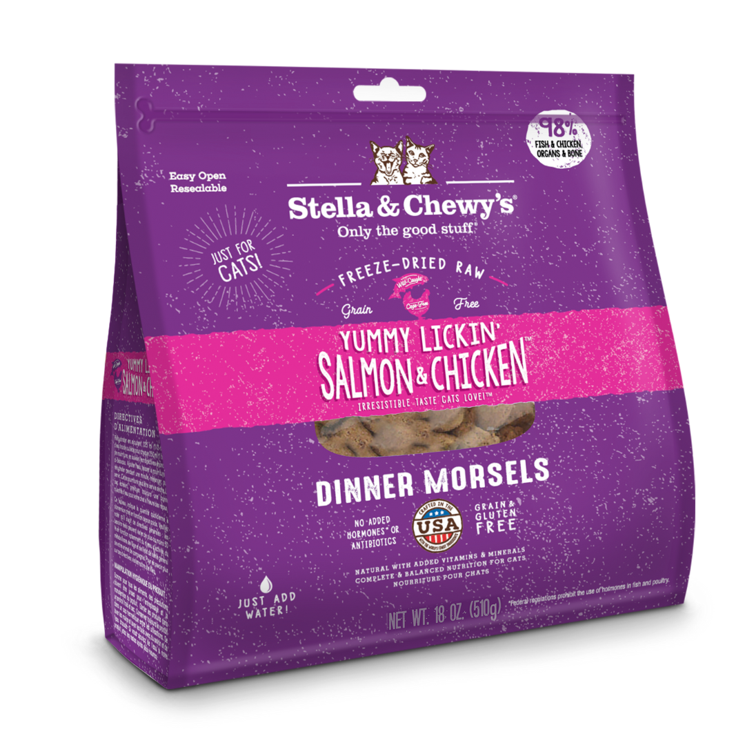 Stella & Chewy’s Dinner Morsels Freeze-Dried Cat Food – Yummy Lickin’ Salmon & Chicken