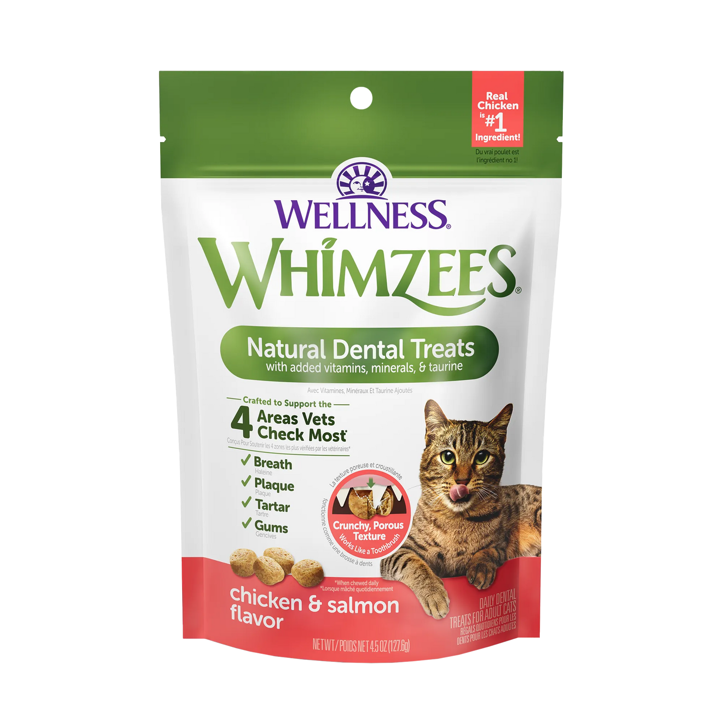 Whimzees Cat Dental Treats - Chicken & Salmon Flavour, 2oz