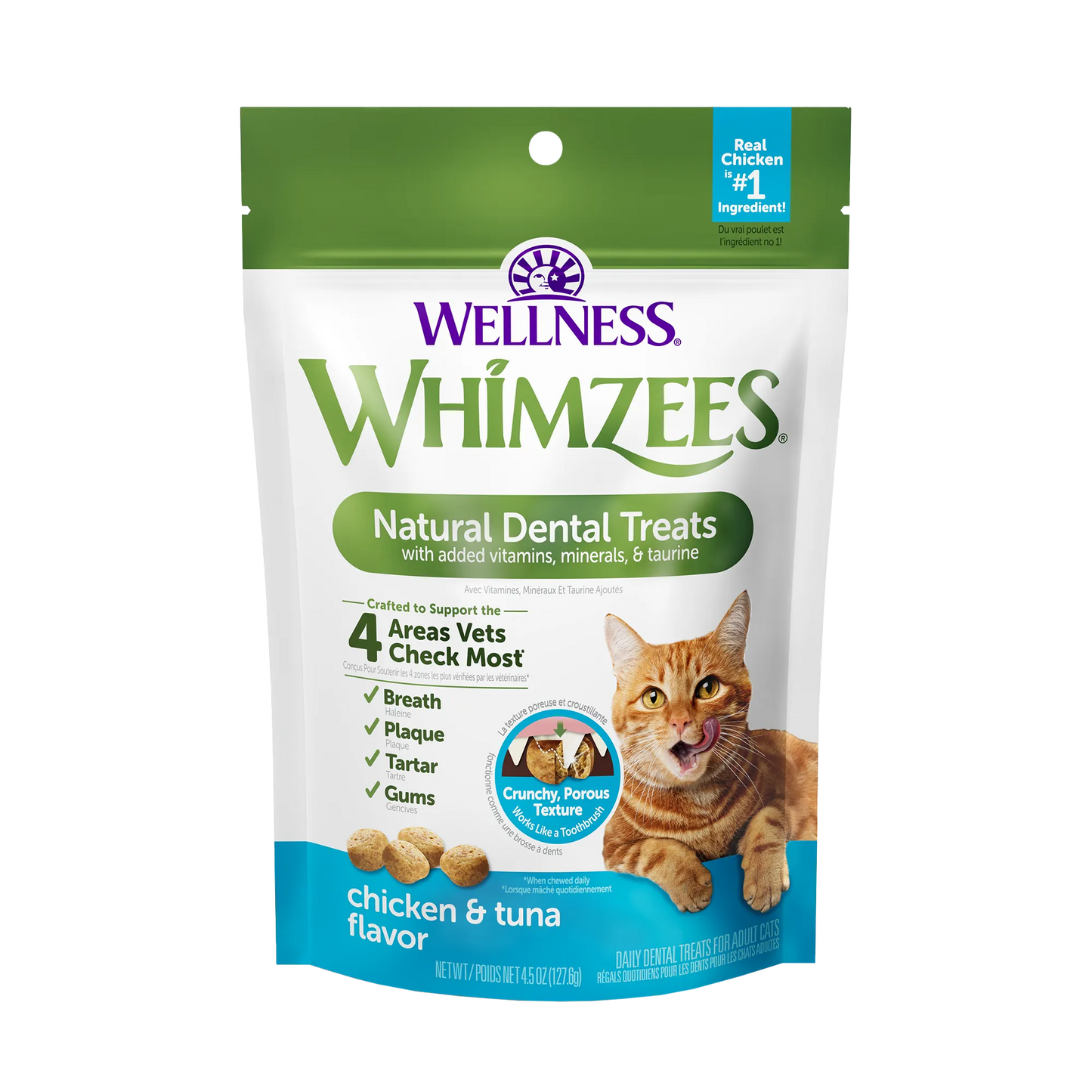 Whimzees Cat Dental Treats - Chicken & Tuna Flavour, 2oz