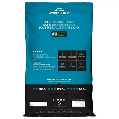 World’s Best Cat Litter Corn Kernel Clumping Cat Litter – Multiple Cat (Lotus Blossom)