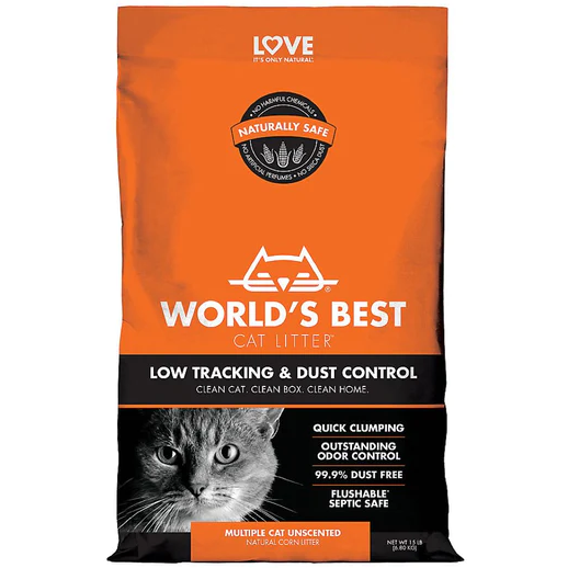 World’s Best Cat Litter Corn Kernel Clumping Cat Litter – Low Tracking
