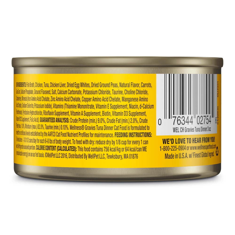 Wellness Complete Health Gravies Tuna Dinner Canned Cat Food, 3 oz
