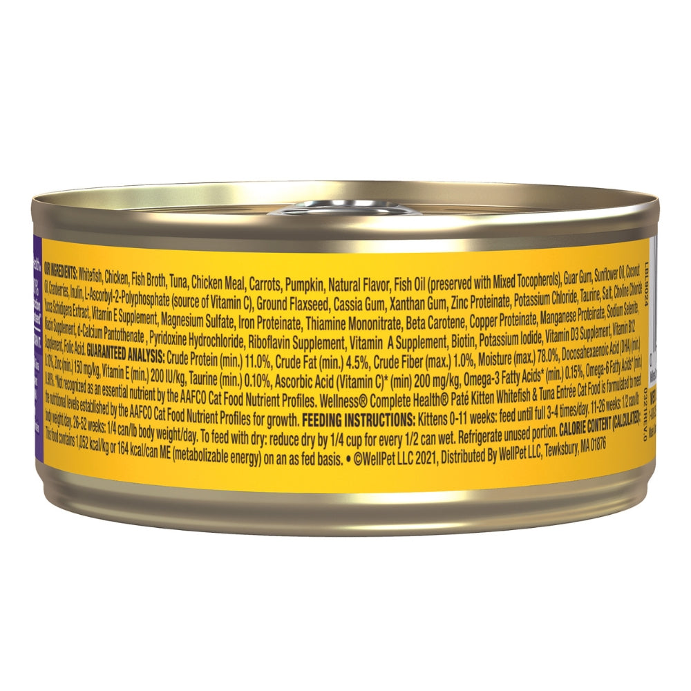 Wellness Complete Health Pate Kitten Whitefish & Tuna Cat Canned Food, 5.5 oz