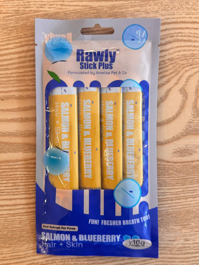 Amelisa Pet & Co - Rawly Stick Plus - Salmon & Blueberry 4PCS PCK