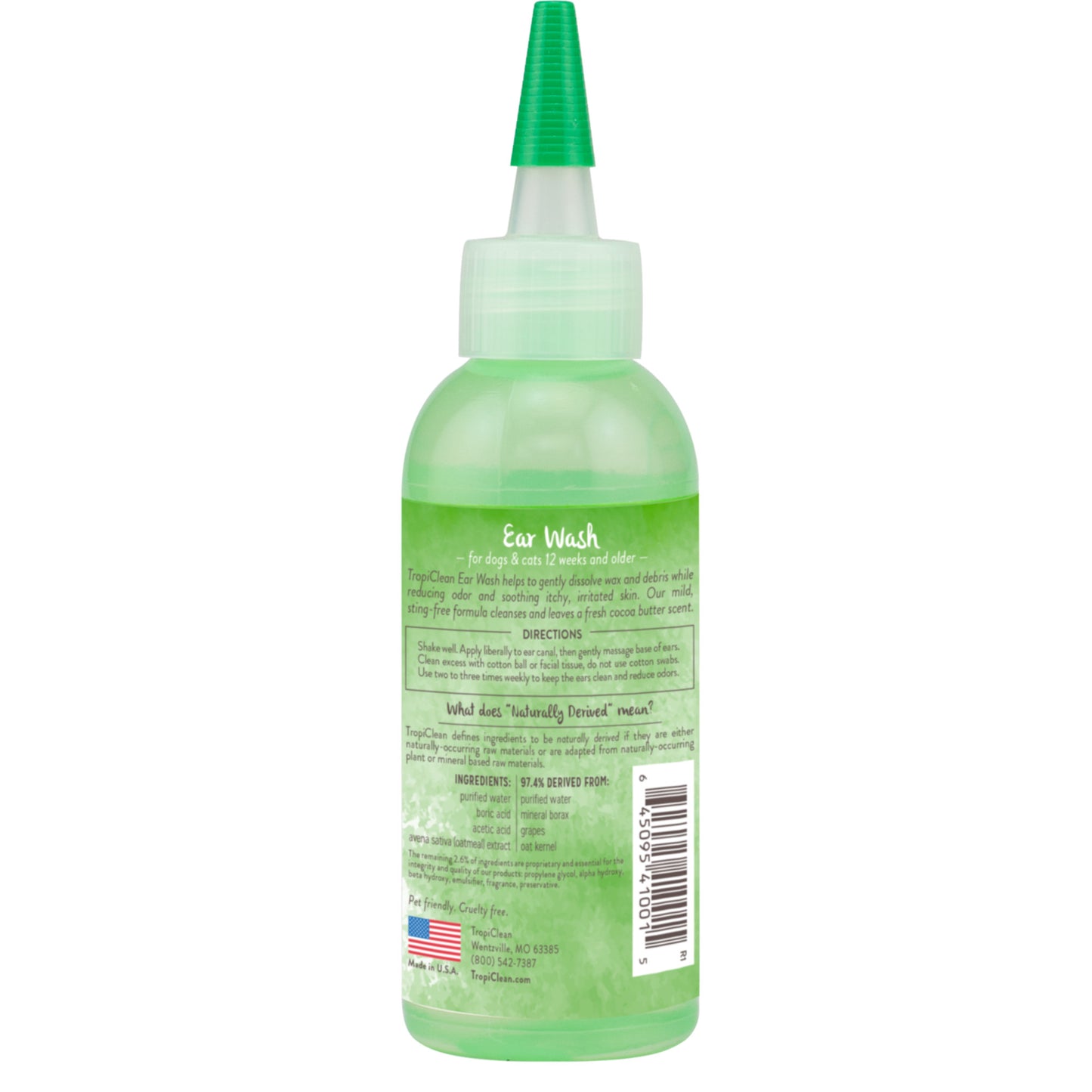 Tropiclean Alcohol-Free Ear Wash for Pets, 4fl oz