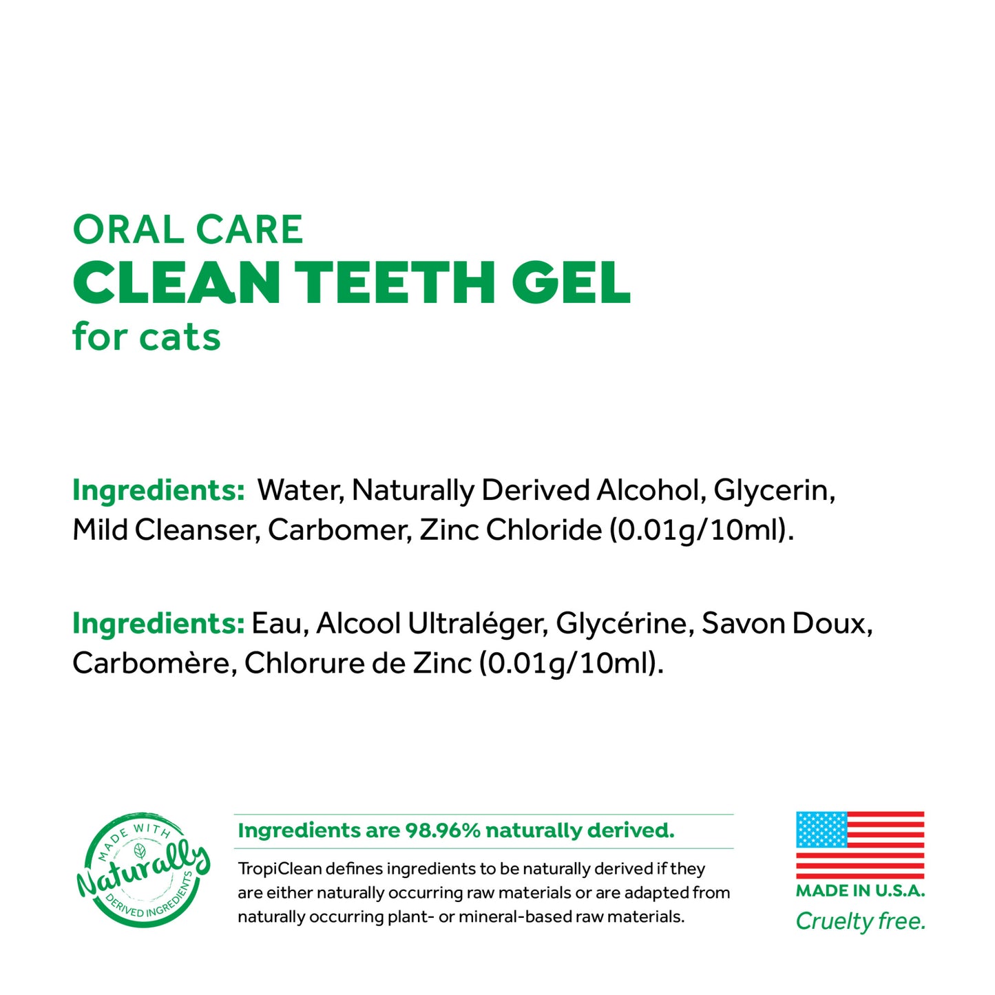 TropiClean Fresh Breath Oral Care Clean Teeth Gel for Cats, 2oz
