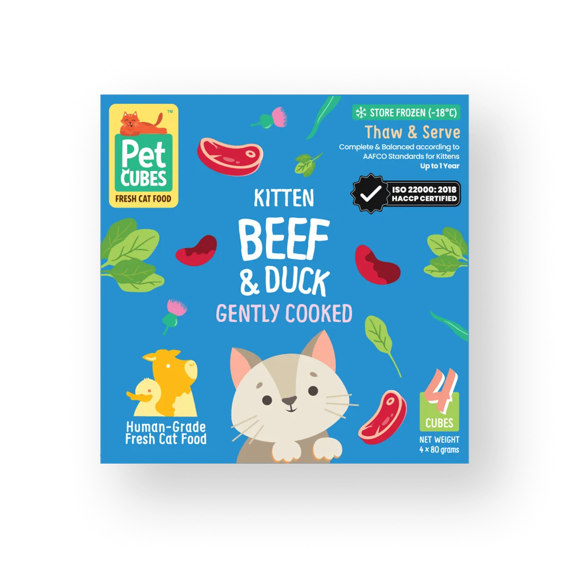 PetCubes Gently Cooked Beef and Duck for Kittens - Tray