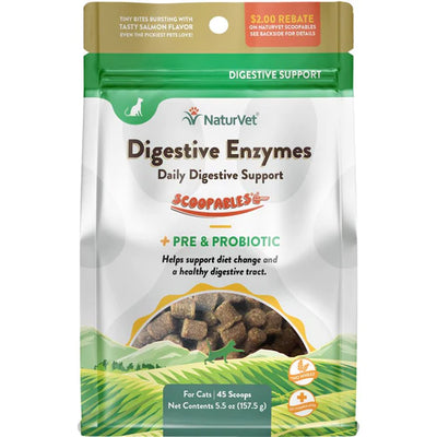 NaturVet Scoopables Digestive Enzymes Digestive Support Cat Supplement Chews, 5.5oz