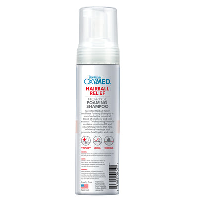 TropiClean OxyMed Hairball Relief No-Rinse Foaming Waterless Shampoo for Cats, 7.4oz