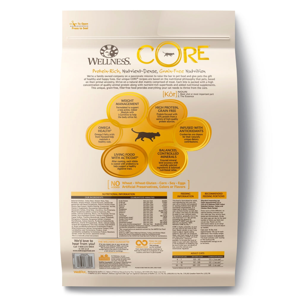 Wellness CORE Indoor Deboned Chicken, Turkey & Chicken Meals Dry Cat Food