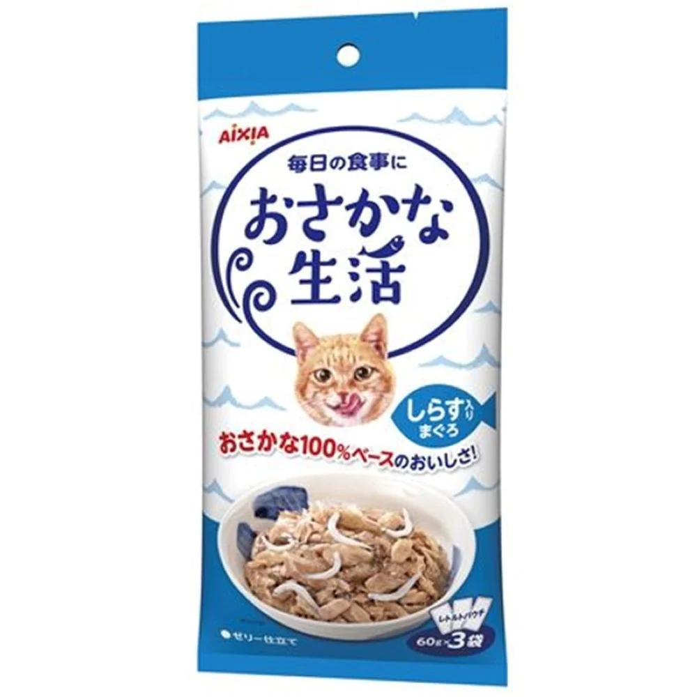 Aixia Fish-Life Cat Pouches Tuna with Whitebait, 60g β Pack of 3
