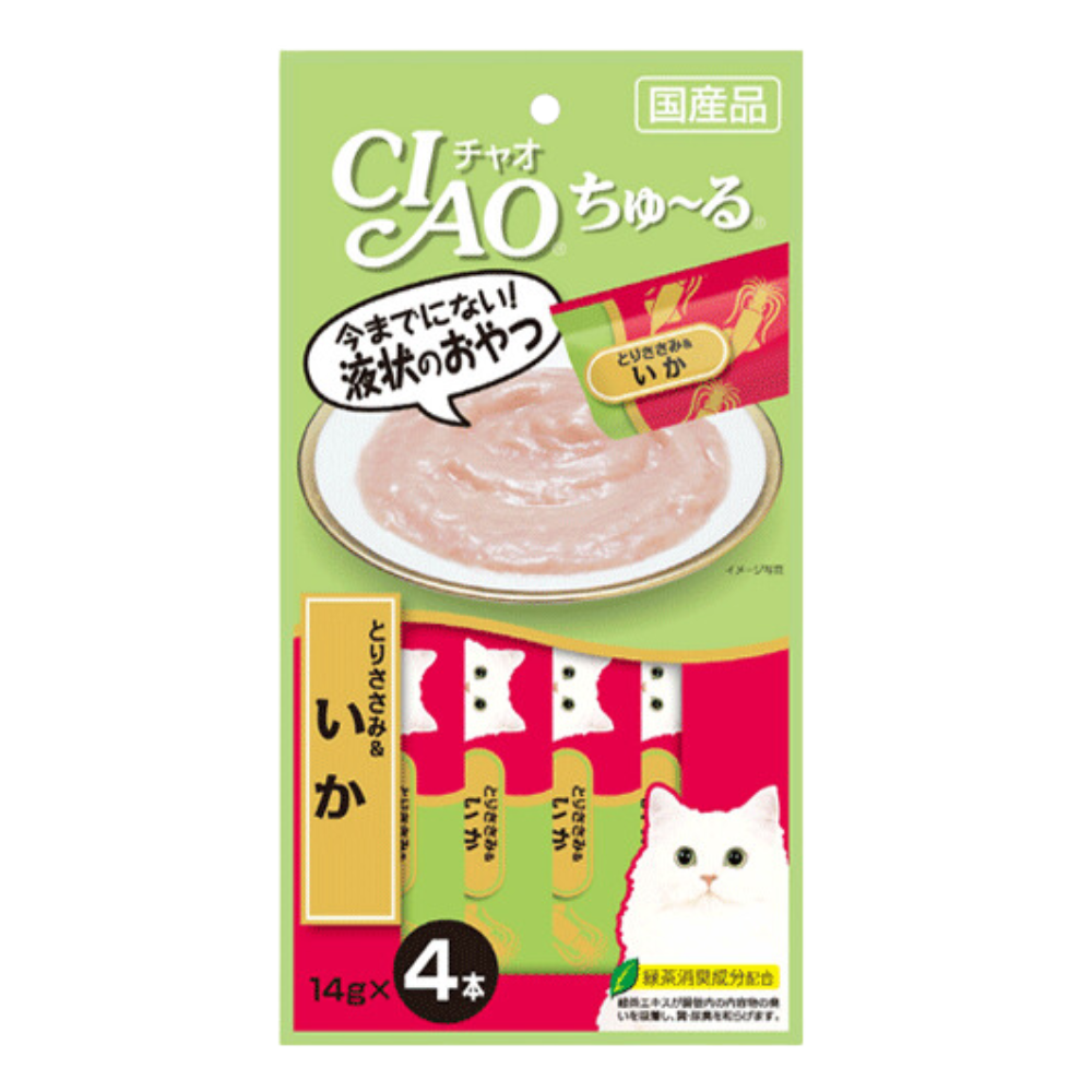 Ciao Churu Chicken & Squid Liquid Cat Treats, 56g