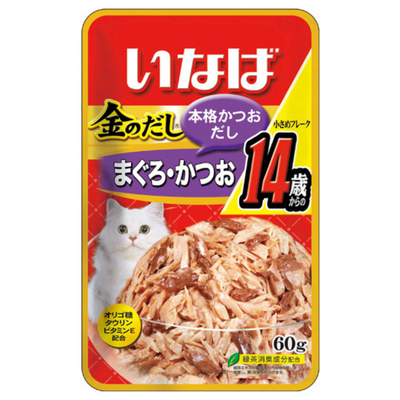 Ciao Golden Stock Pouch – Small Tuna Flakes for +14 Yrs Mature Cat, 60g