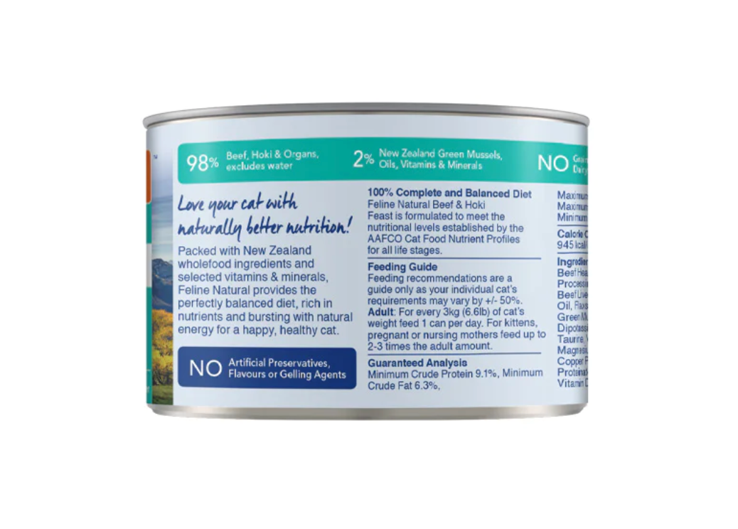 Feline Natural Beef & Hoki Canned Cat Food, 170g