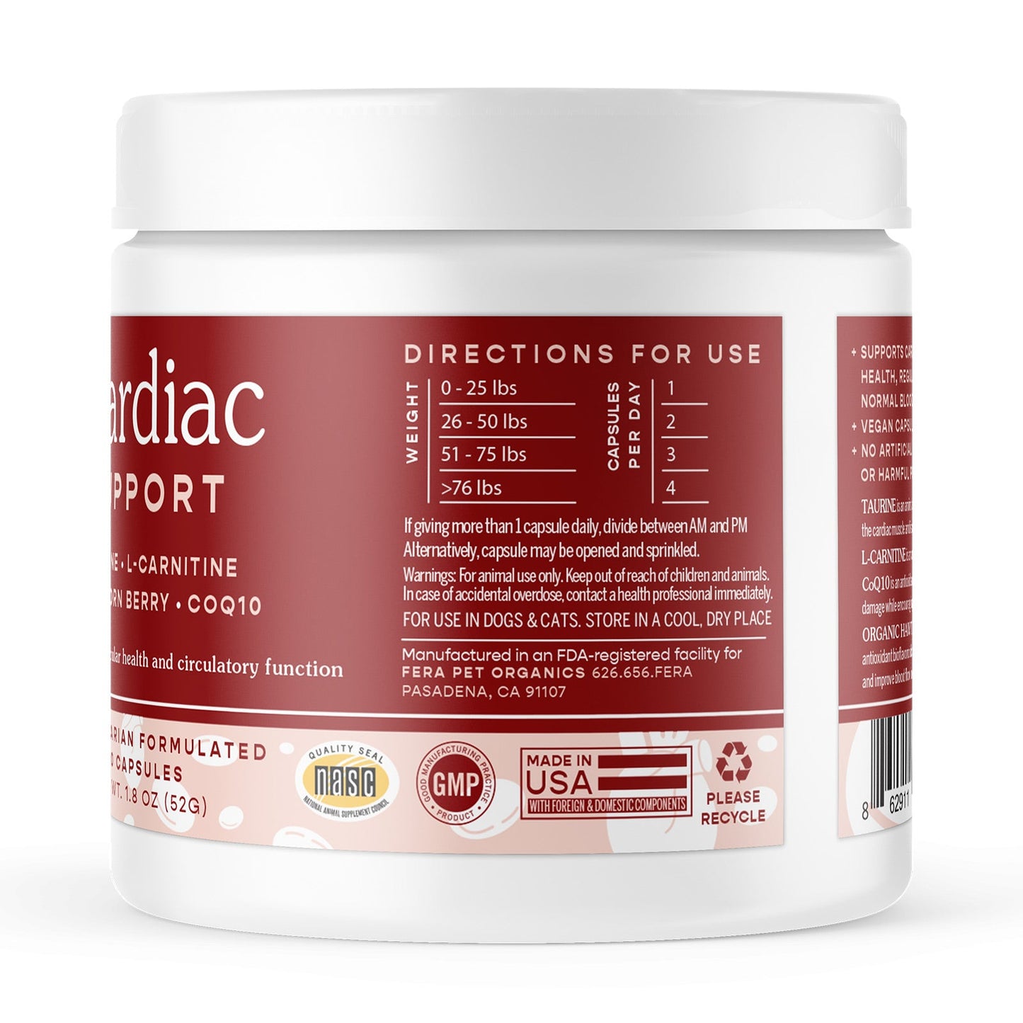 Fera Pet Organics Cardiac Support Supplement for Dogs & Cats, 1.8oz