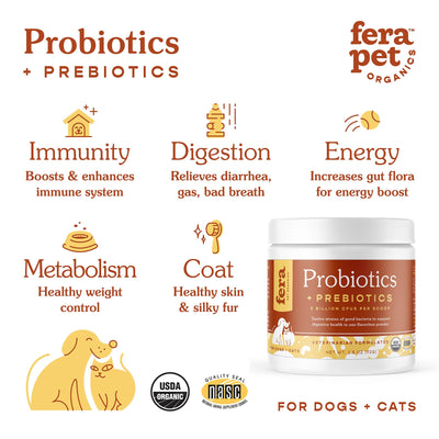 Organic Probiotics with Prebiotics for Dogs & Cats, 2.5oz