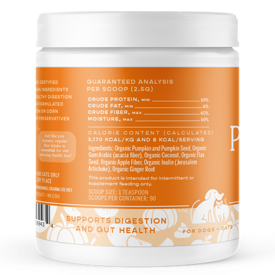 Fera Pets Organics Pumpkin Plus for Gut Support for Dogs and Cats, 8oz