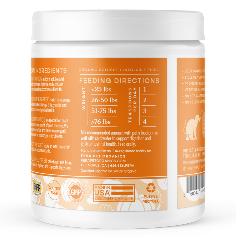 Fera Pets Organics Pumpkin Plus for Gut Support for Dogs and Cats, 8oz