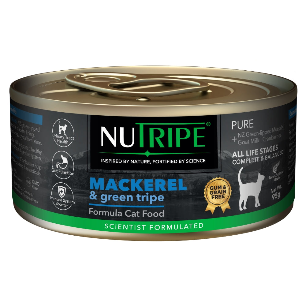 Nutripe PURE Wet Cat Food β Mackerel & Green Tripe, 95g
