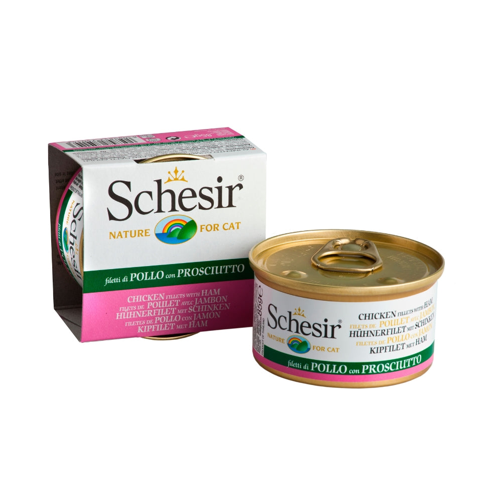 Schesir Chicken Filler with Ham in Jelly Canned Cat Food, 85g