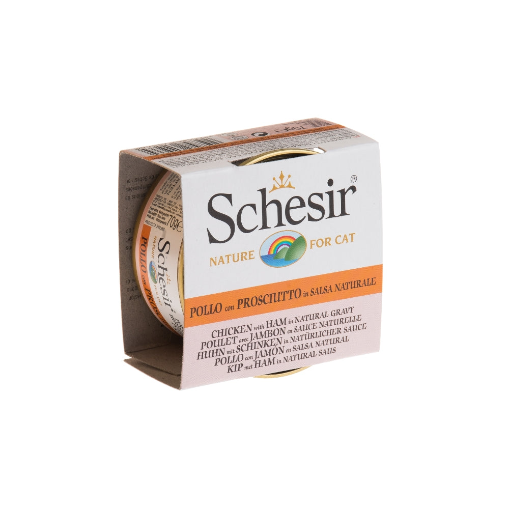 Schesir Chicken with Ham in Natural Gravy Canned Cat Food, 70g