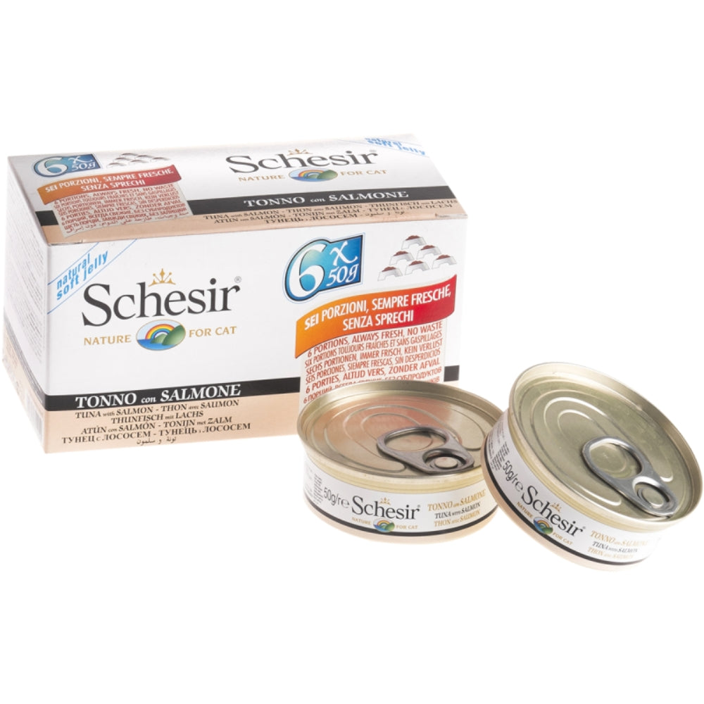 Schesir Tuna with Salmon in Jelly Canned Cat Food, 6 x 50g