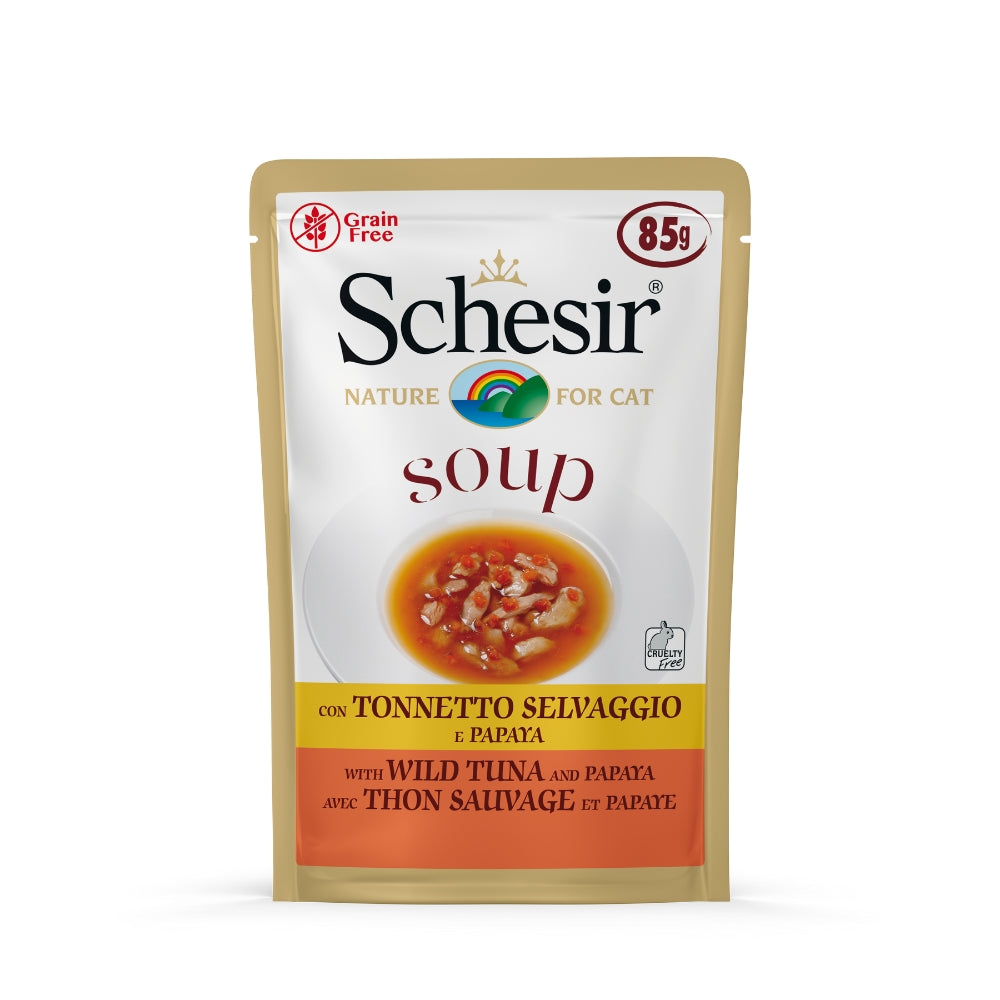 Schesir Wild Tuna and Papaya Cat Food Soup Pouch, 85g