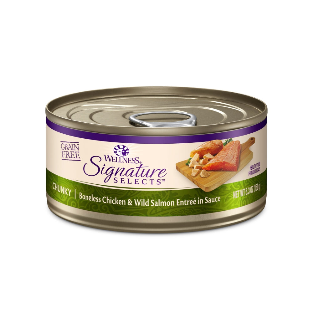 Wellness CORE Signature Selects Chunky White Meat Chicken & Wild Salmon Entree in Sauce Canned Cat Food, 5.3 oz