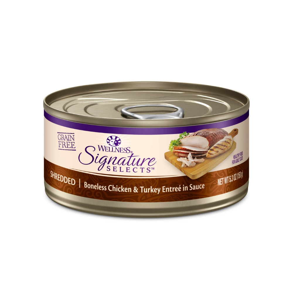 Wellness CORE Signature Selects Shredded White Meat Chicken & Turkey Entree in Sauce Canned Cat Food, 5.3 oz
