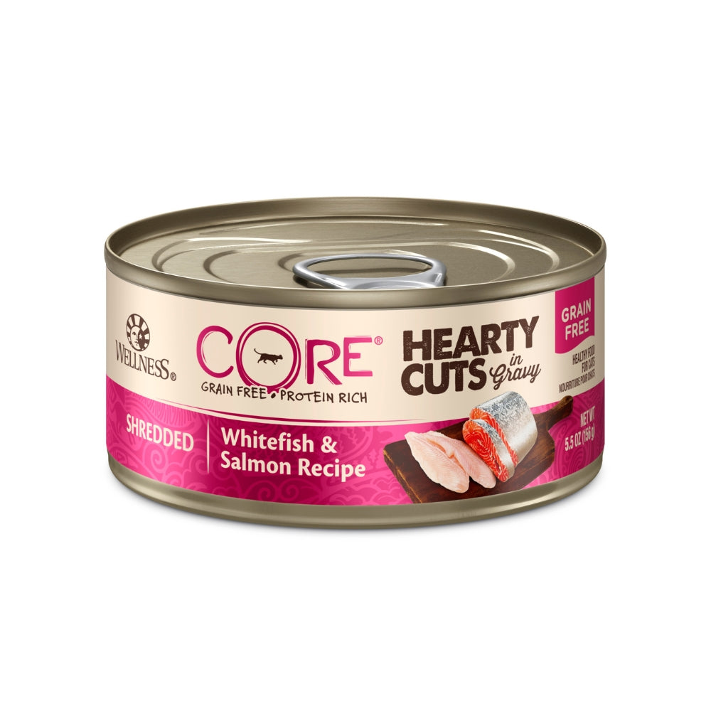Wellness CORE Hearty Cuts Shredded Whitefish & Salmon Canned Cat Food, 5.5 oz