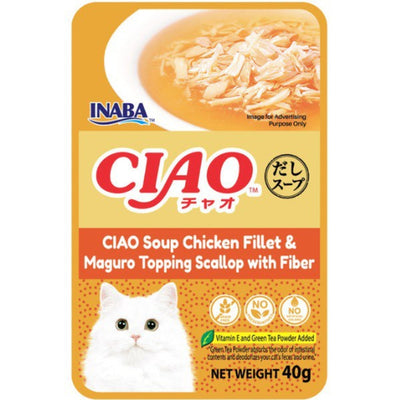 Ciao Clear Soup Pouch – Chicken Fillet & Maguro Topping Scallop with Fiber