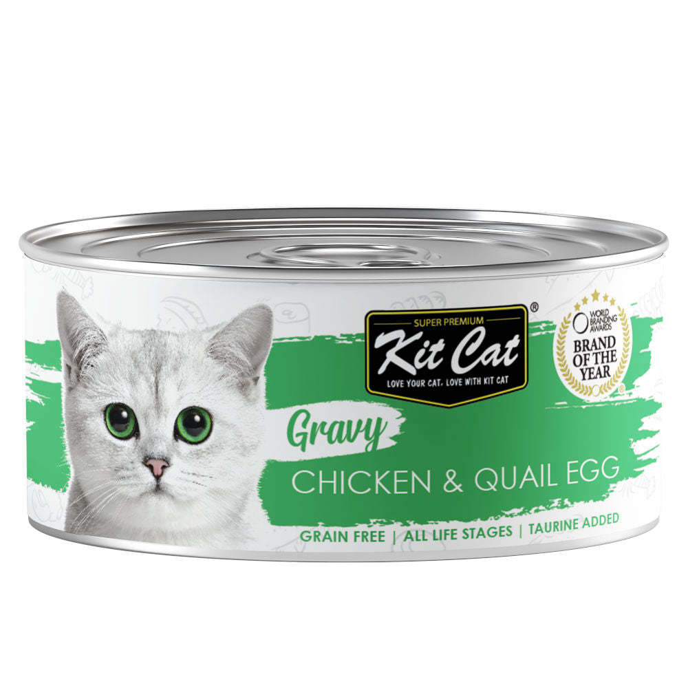 Kit Cat Gravy Chicken & Quail Egg Canned Cat Food, 70g
