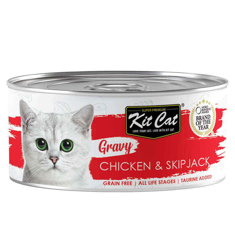 Kit Cat Gravy Chicken & Skipjack Canned Cat Food, 70g