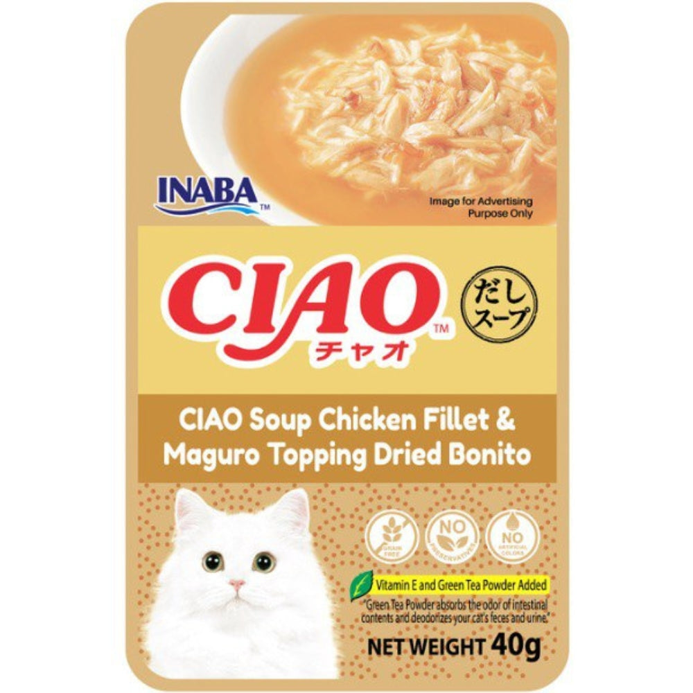 Ciao Clear Soup Pouch – Chicken Fillet & Maguro Topping Dried Bonito