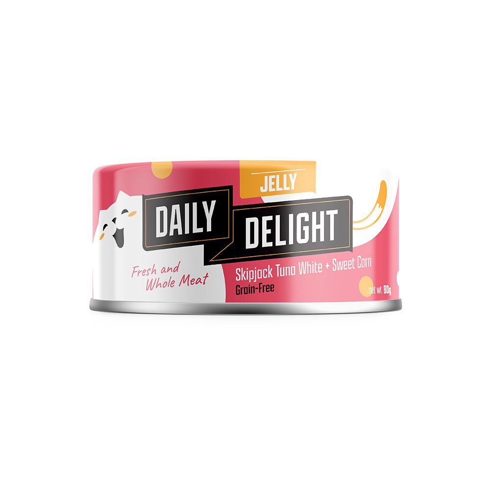 Daily Delight Jelly Skipjack Tuna White with Sweet Corn Canned Cat Food, 80g