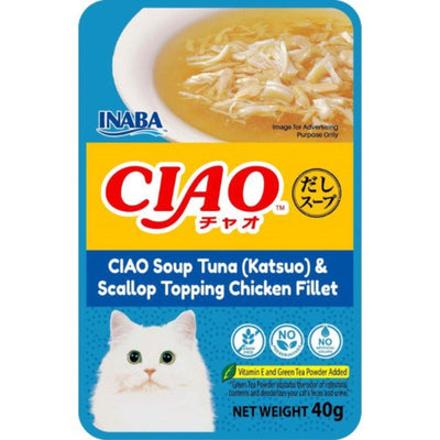 Ciao Clear Soup Pouch – Tuna (Katsuo) & Scallop Topping Chicken Fillet