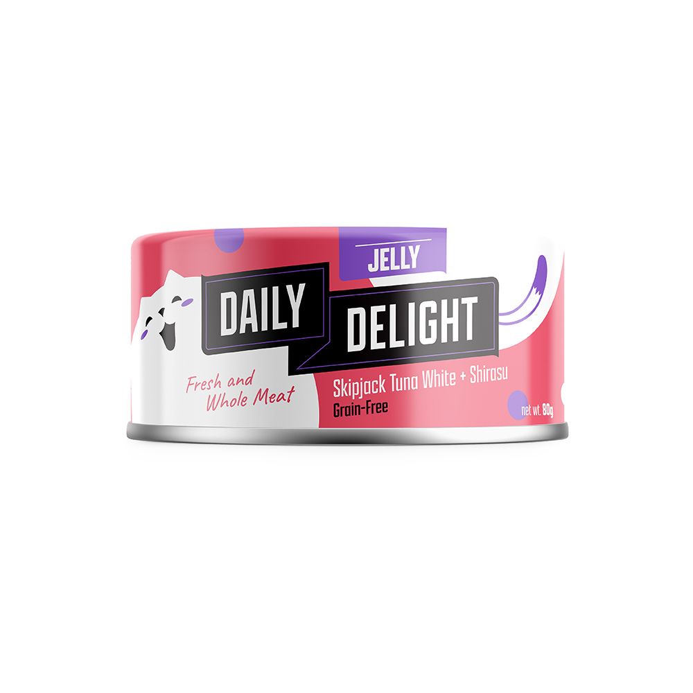 Daily Delight Jelly Skipjack Tuna White with Shirasu Canned Cat Food, 80g