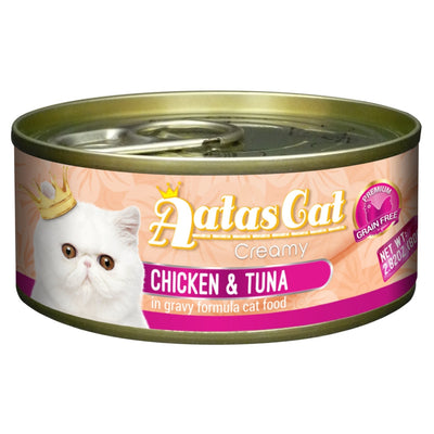 (Carton of 24) Aatas Cat Creamy Chicken & Tuna in Gravy Cat Canned Food, 80g