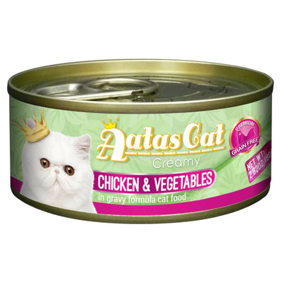 (Carton of 24) Aatas Cat Creamy Chicken & Vegetables in Gravy Cat Canned Food, 80g